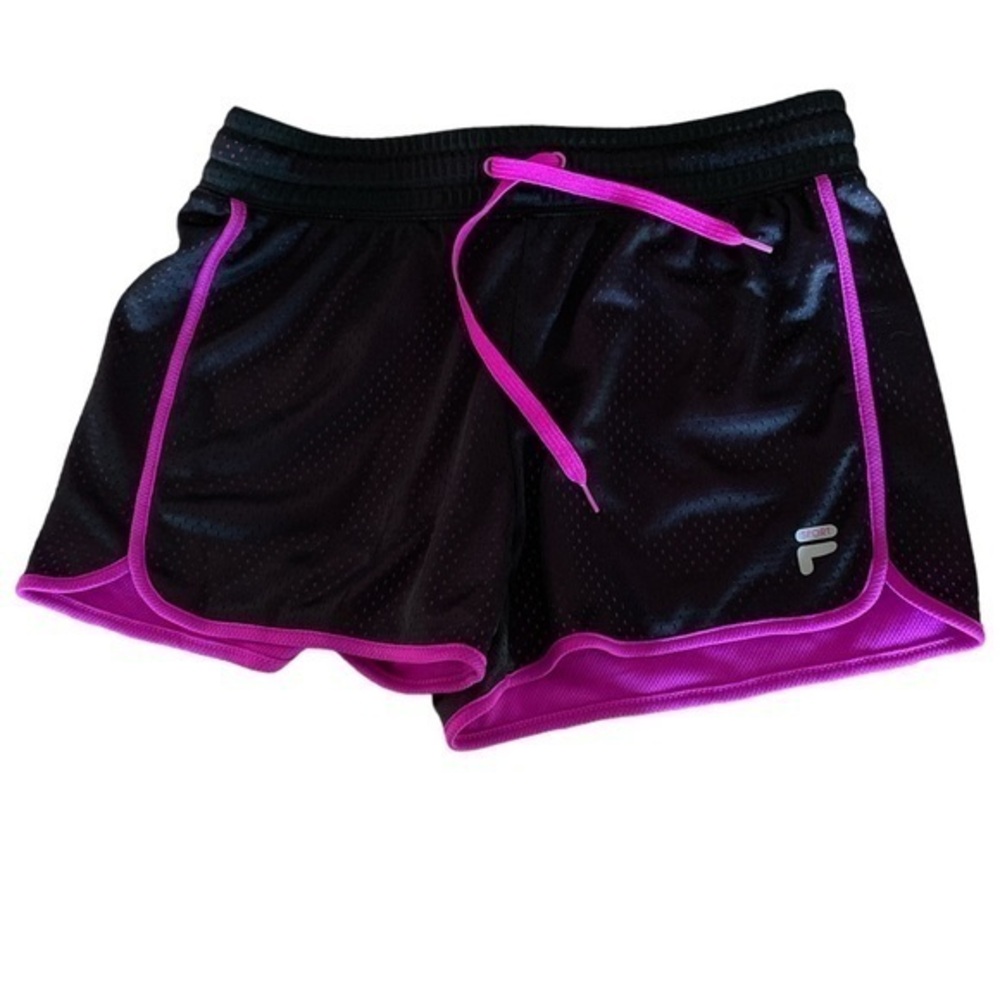 Fila Sport Womens Mesh Athletic Shorts Elastic‎ Waist Size Small Black 3” inseam